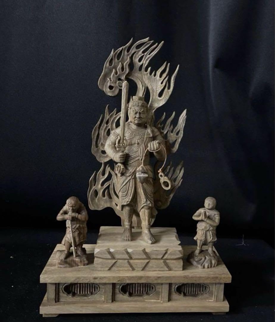 Amazon.co.jp: 井波彫刻 高29cm 時代彫刻 木彫仏教 仏師で仕上 不動 