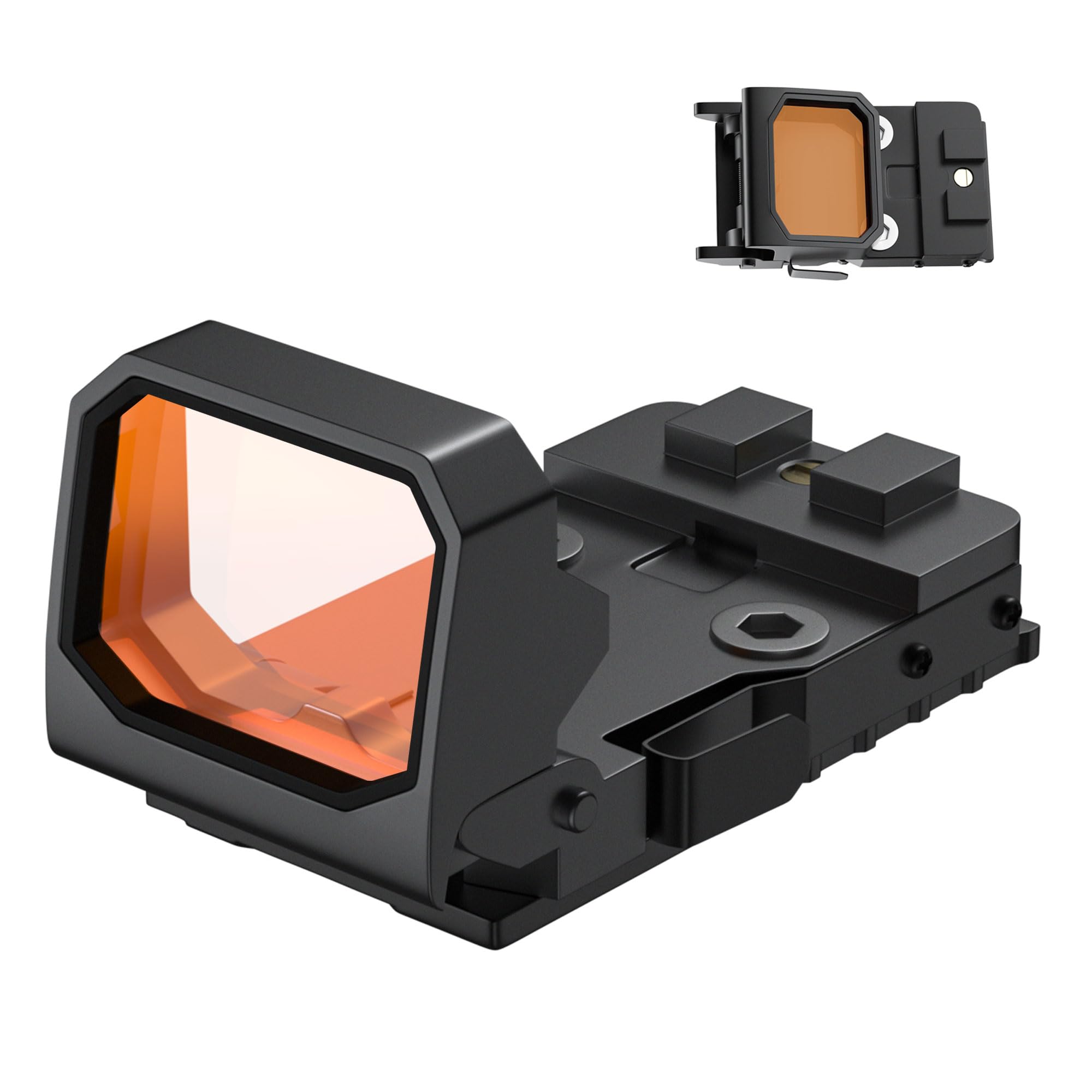 TFFUAM Mini Folding Red Dot Sight Compact Flip Up Reflex Sight for Glock MOS, 3 MOA RMR Red Dot Gun Sight Scope with Heightened Base for Pistol Handgun and Picatinny Rail (Black)