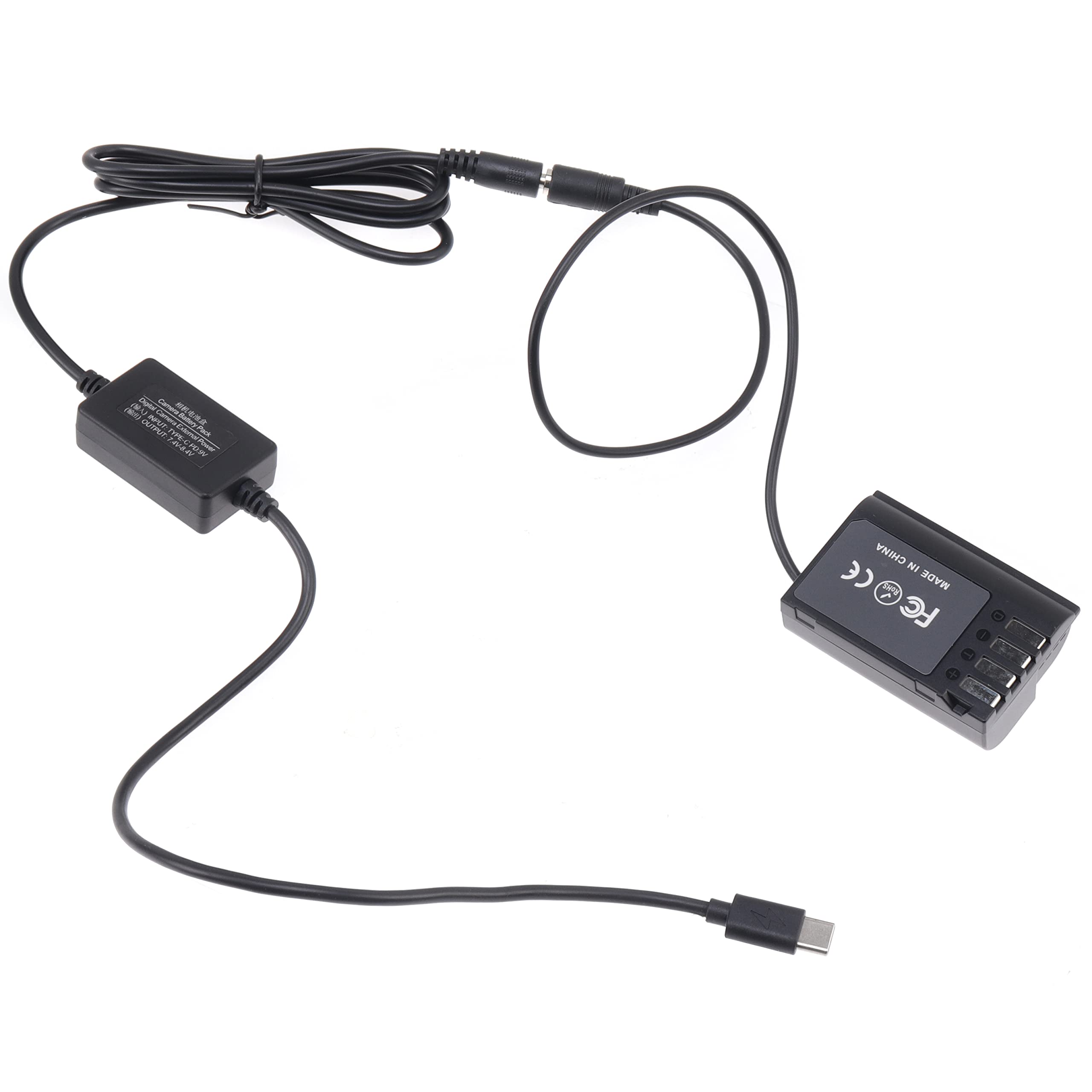 Camaisa Geflochtenes Kabel Type-C zu DMW-DCC12/DMW-DCC17 DC Koppler BLF19 BLF19E /DMW-BLK22 Dummy Akku für Panasonic Lumix DMC GH3 GH4 GH3K GH4K GH5 G9 DC-S5K S5GK
