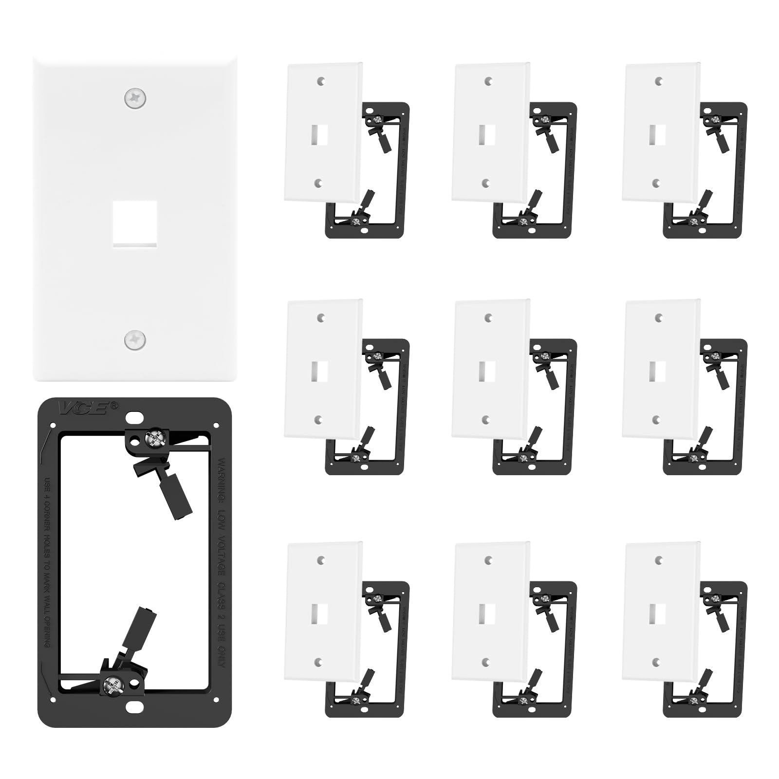 VCE 2-Port Keystone Wall Plate (UL Listed), White 10-Pack — Amazon image 17