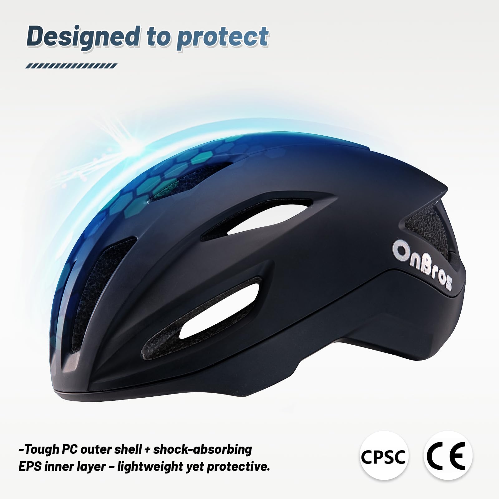 OnBros Rennradhelm, Verstellbar Fahrradhelm für Herren und Damen Leichter Fahrradhelm mit Abnehmbarer Innenfutter Helm Rennrad
