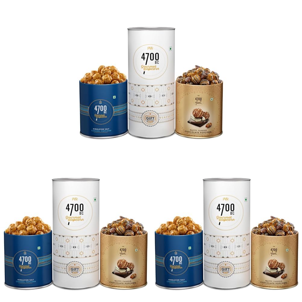 4700BC Gourmet Popcorn, Combo box,(2 Tins: 1 Himalayan Salt Caramel, 1 Nutty Tuxedo Chocolate), 275gm (Pack of 3)-image-11
