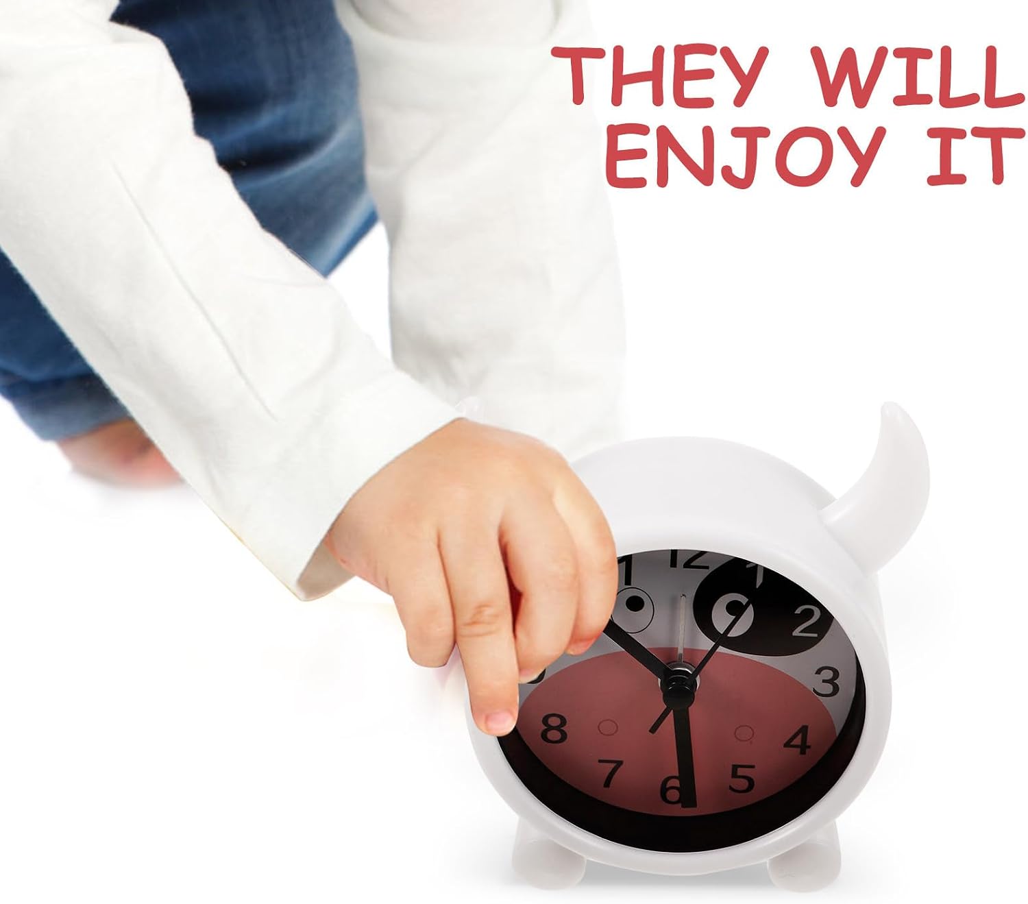 Cow Pattern Desktop Alarm Clock with Silent Non-ticking Battery Powered