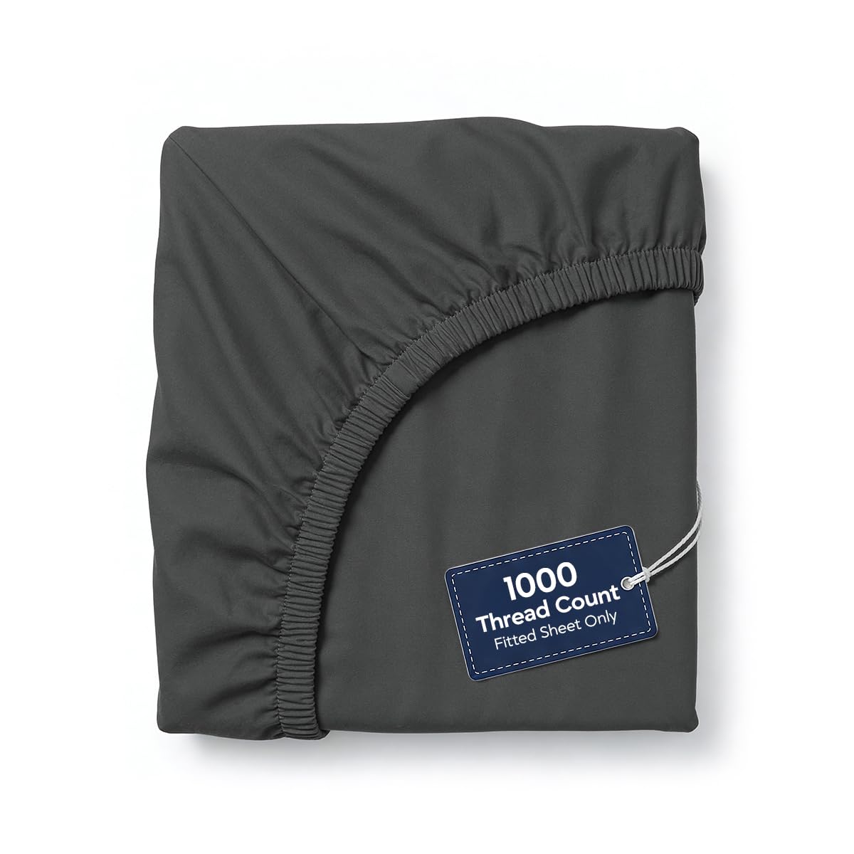 100% egyptian cotton fitted sheet only - 1000 thread count cotton fitted sheet, soft, durable, cooling 16" deep pocket sateen weave bottom, luxury hotel quality (dark gray, queen)
