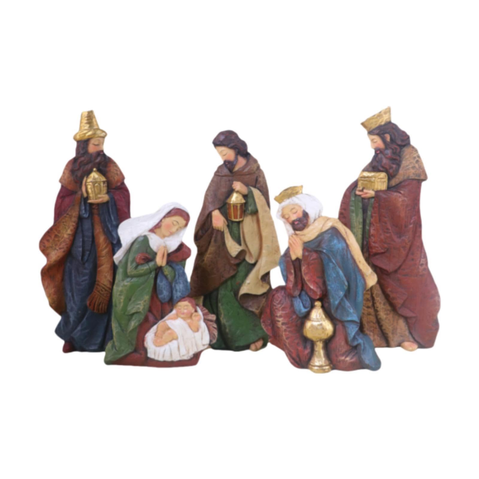 Qianly Nativity Scene Ornament Set Jesus Holy Family Statue Resin Statue Resin Religious Jesus Birth Display for Holiday Living Room