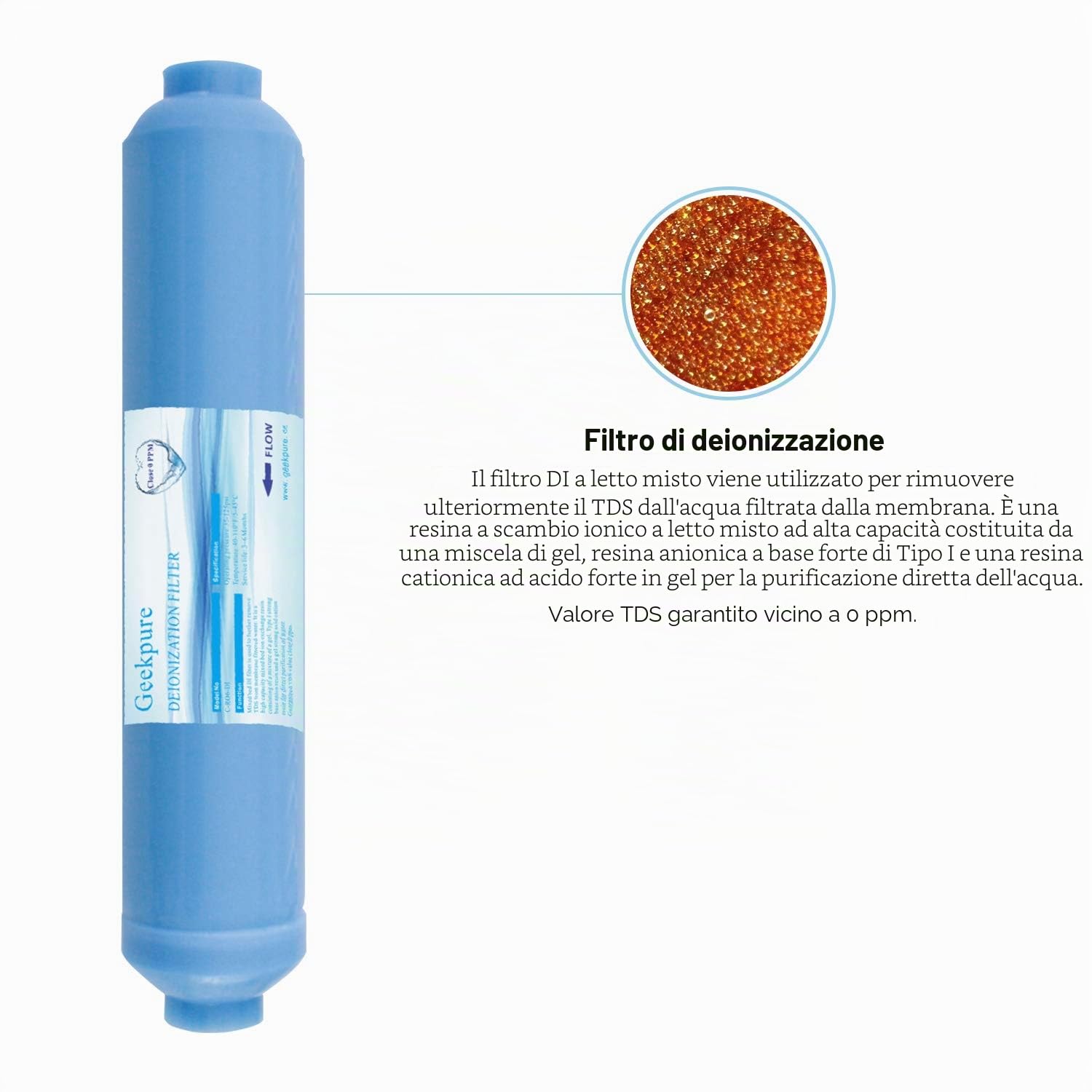 Geekpure Sistema di filtraggio dell'acqua potabile ad osmosi inversa a 6 stadi con filtro DI TDS fino a 0-75 GPD | Purificatore d'acqua sotto il lavandino con filtro DI, TDS fino a 0