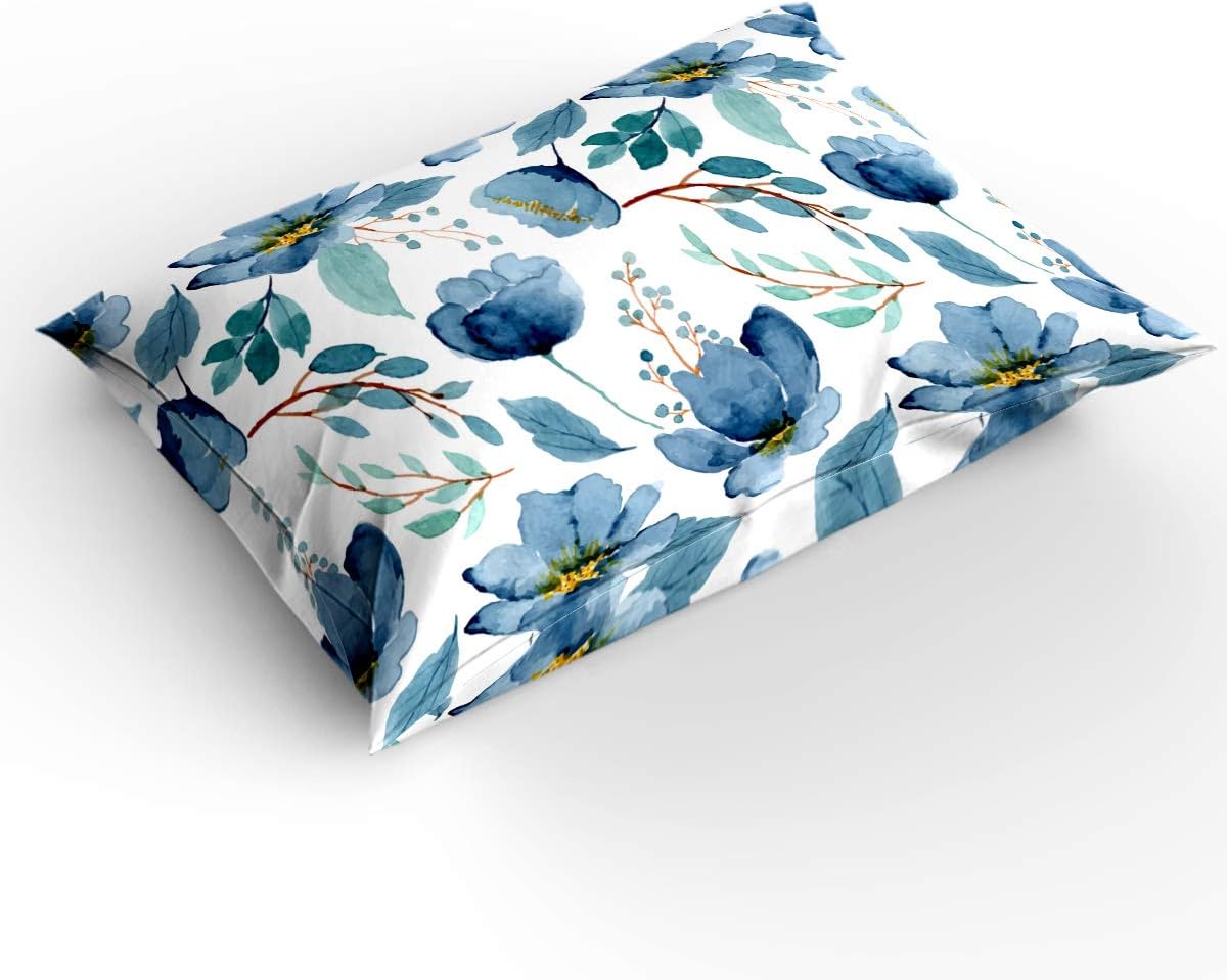 Super Brands FarmBed Summer Flower Watercolor 3-Piece Bedding Sets Luxury Soft Duvet Cover Full, Microfiber Bet Comforter Protector with Pillow Shams for Women Men Teens, Blue Best Deal 🛒 FarmBed Summer Flower Watercolor 3-Piece Bedding Sets Luxury Soft Duvet Cover Full, Microfiber Bet Comforter Protector with Pillow Shams for Women Men Teens, Blue