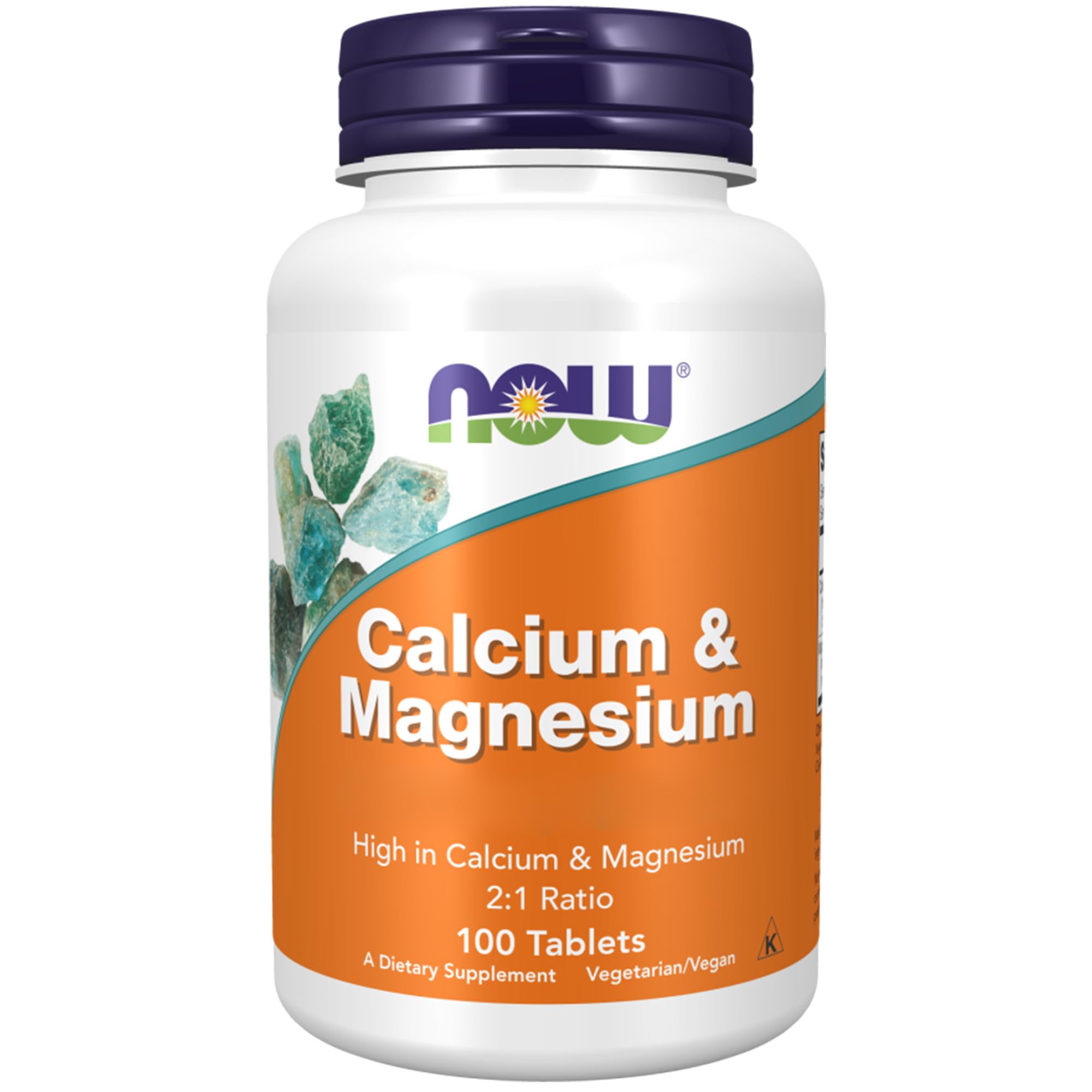 Now Foods, Calcium & Magnesium, 2:1 Ratio, 500mg de Calcium et 250mg de Magnésium, 100 Comprimés végétaliens, Végétarien, Sans Gluten, Sans Soja, Sans OGM