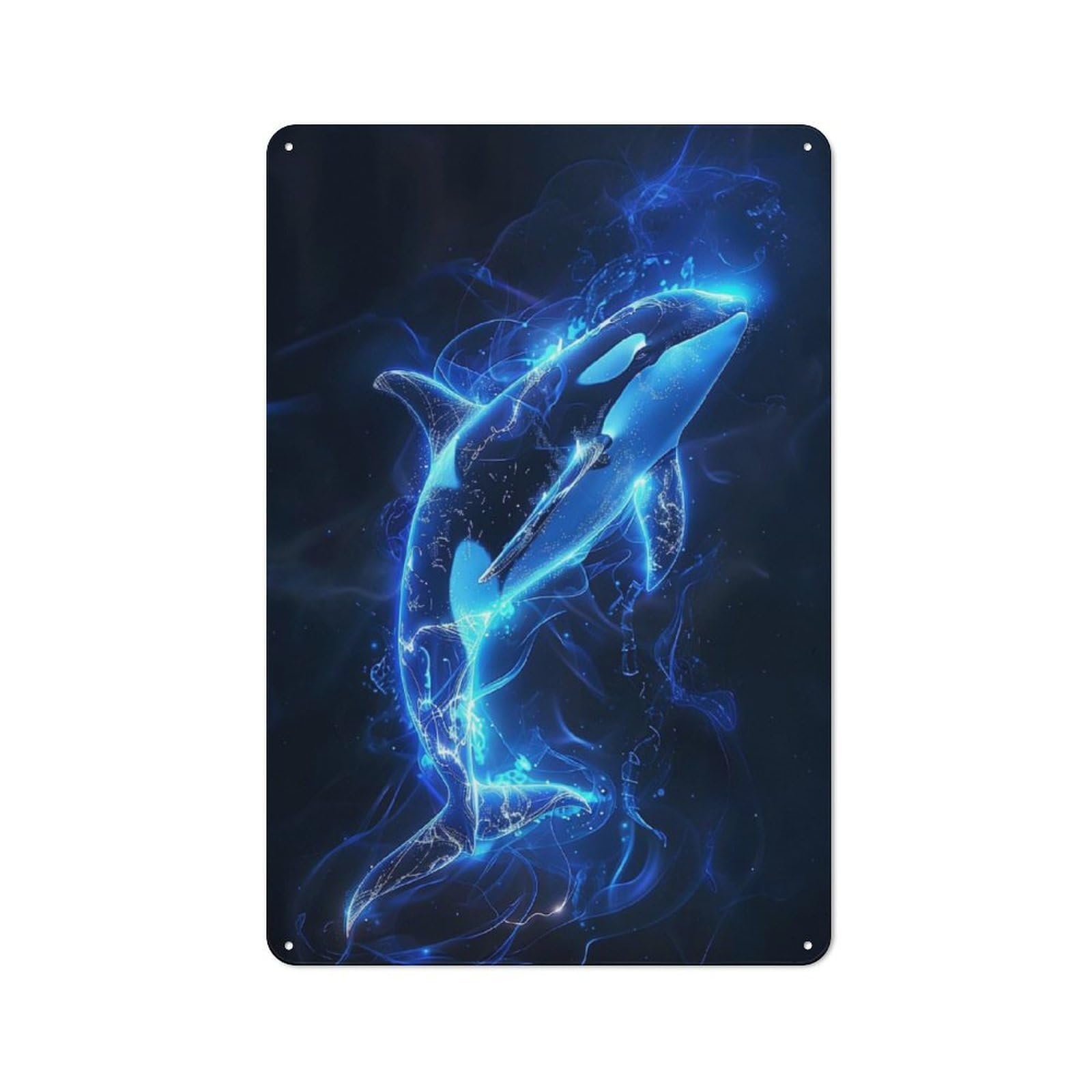 Junmoney Luminescent Orca Dive Metal Wall Sign 30X20cm, Retro Decor For Pub Or Café, For Vintage Wall Decor Fans, For Garage And Workshop Walls