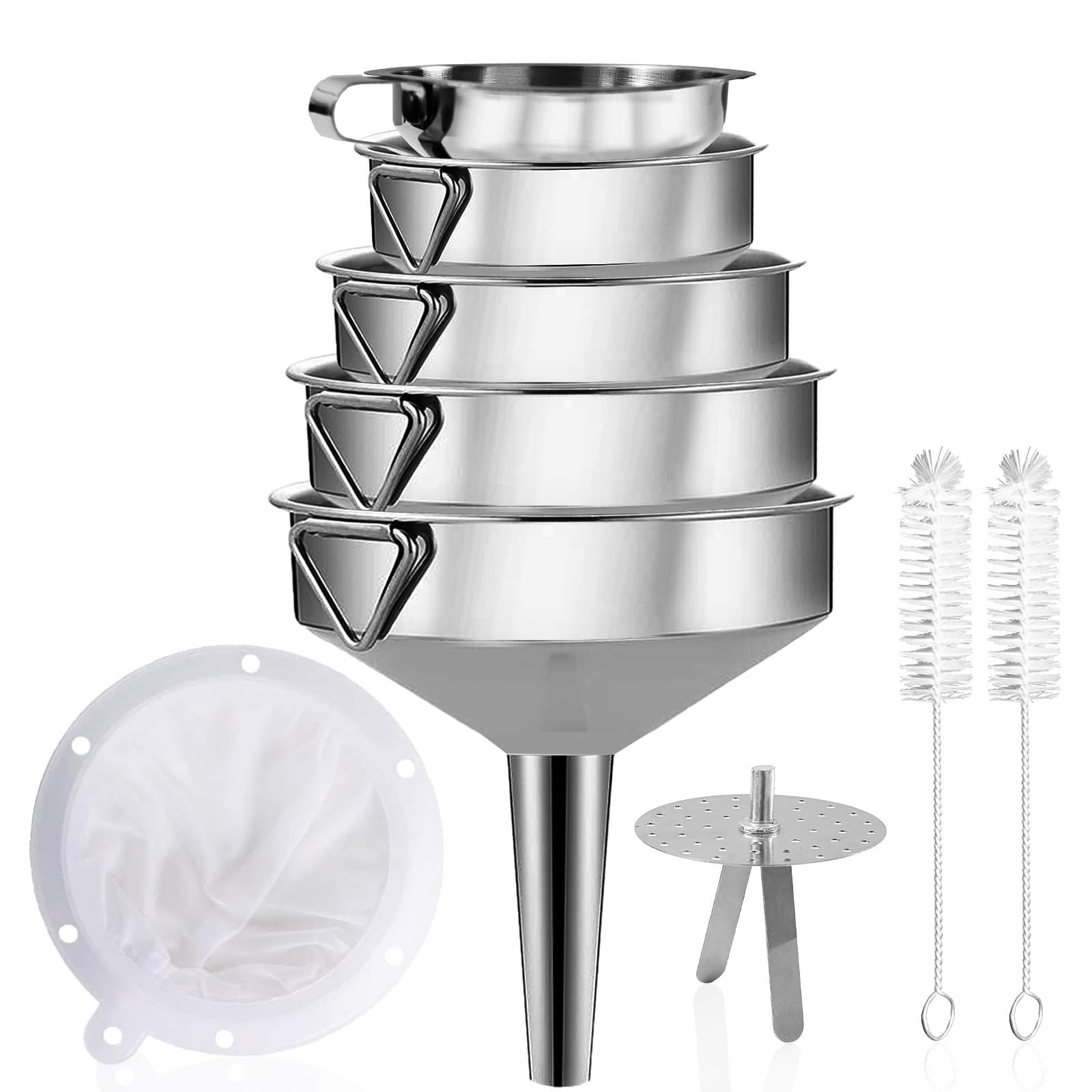 gucass lot 9 entonnoirs acier inox