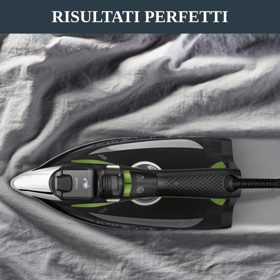Rowenta DW6330D1 Eco Intelligence Ferro a Vapore, Distribuzione Ottimale del Vapore, 2500 W di Potenza, Tempo di Riscaldmento Rapido, 1 l, Nero/Verde Rowenta DW6330D1 Eco Intelligence Ferro a Vapore, Distribuzione Ottimale del Vapore, 2500 W di Potenza, Tempo di Riscaldmento Rapido, 1 l, Nero/Verde