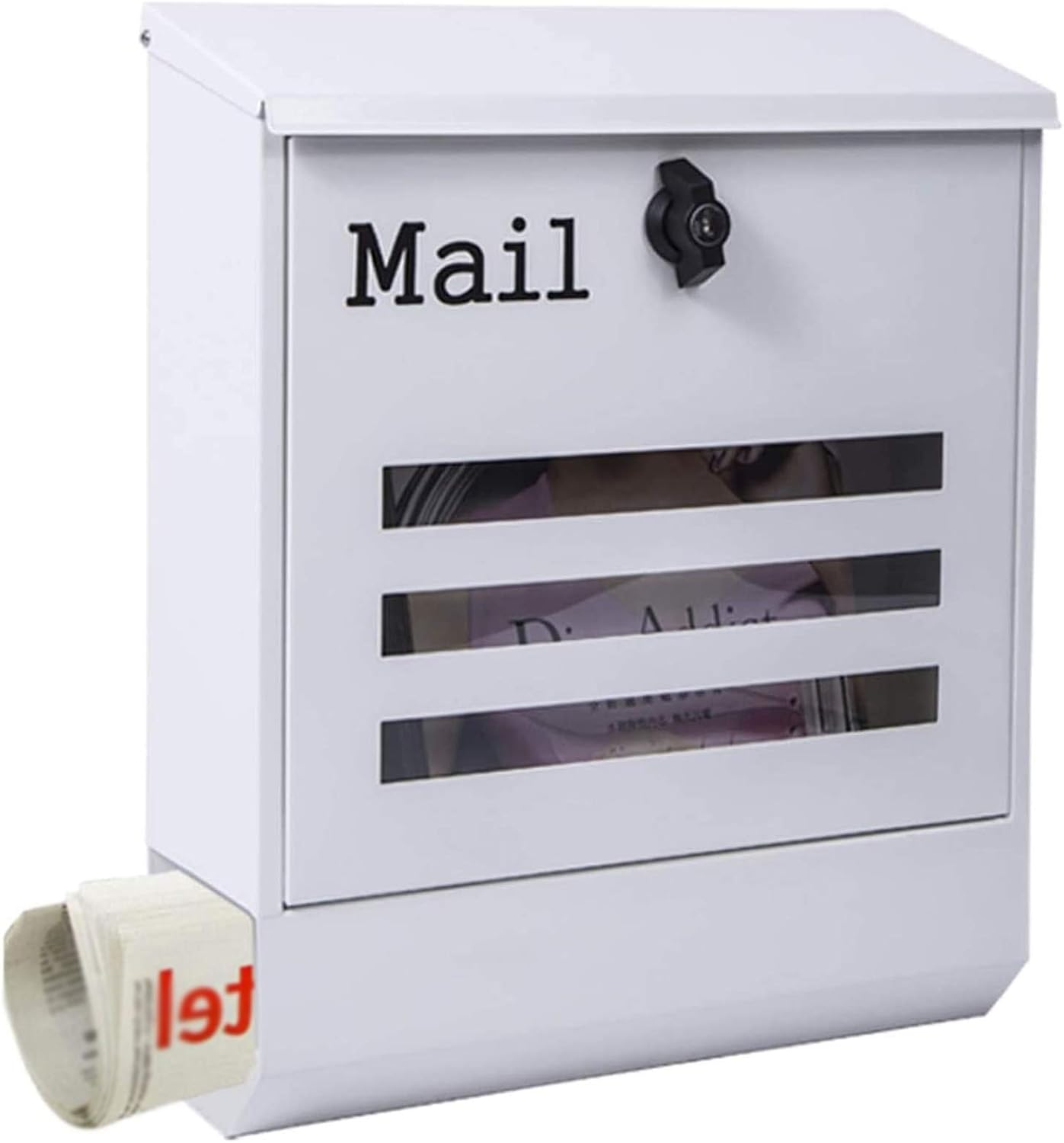 Modern Mailbox with Newspaper Bucket, Outdoor Weatherproof Letterbox Wall Mounted Mailbox