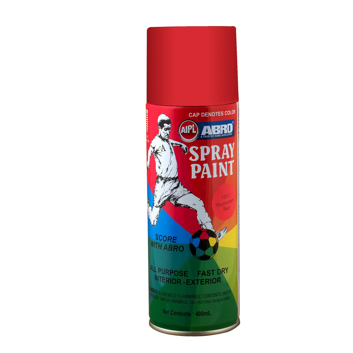 ABROSP-1001 Multipurpose Colour Spray Paint Can for Cars and Bikes (400ml, Fluorescent Red, 1 Pc)
