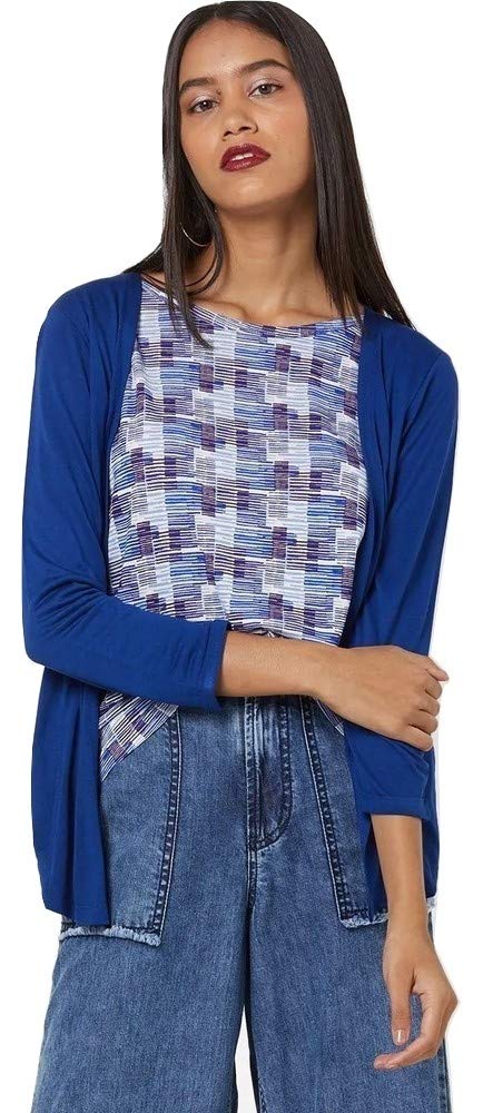 vitans Women Twofer Top with Attached Floral Print Shrug-picture-50