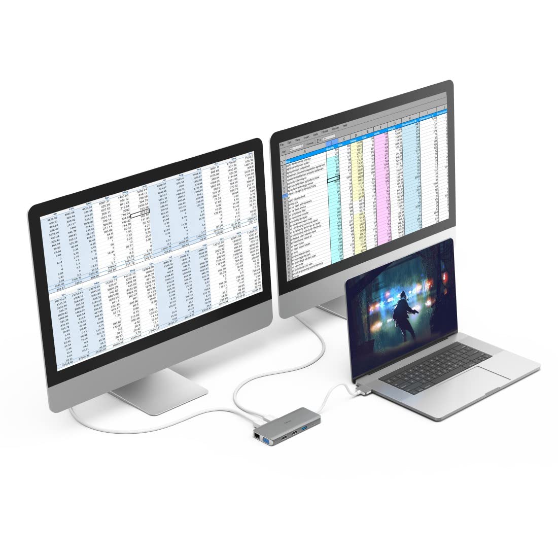 Hama stacja dokująca USB-C (12 portów, dedykowana do Apple MacBook Air i Pro, szybkość transferu danych do 5 Gbps, Gigabit Ethernet, czytnik kart pamieci) srebrny