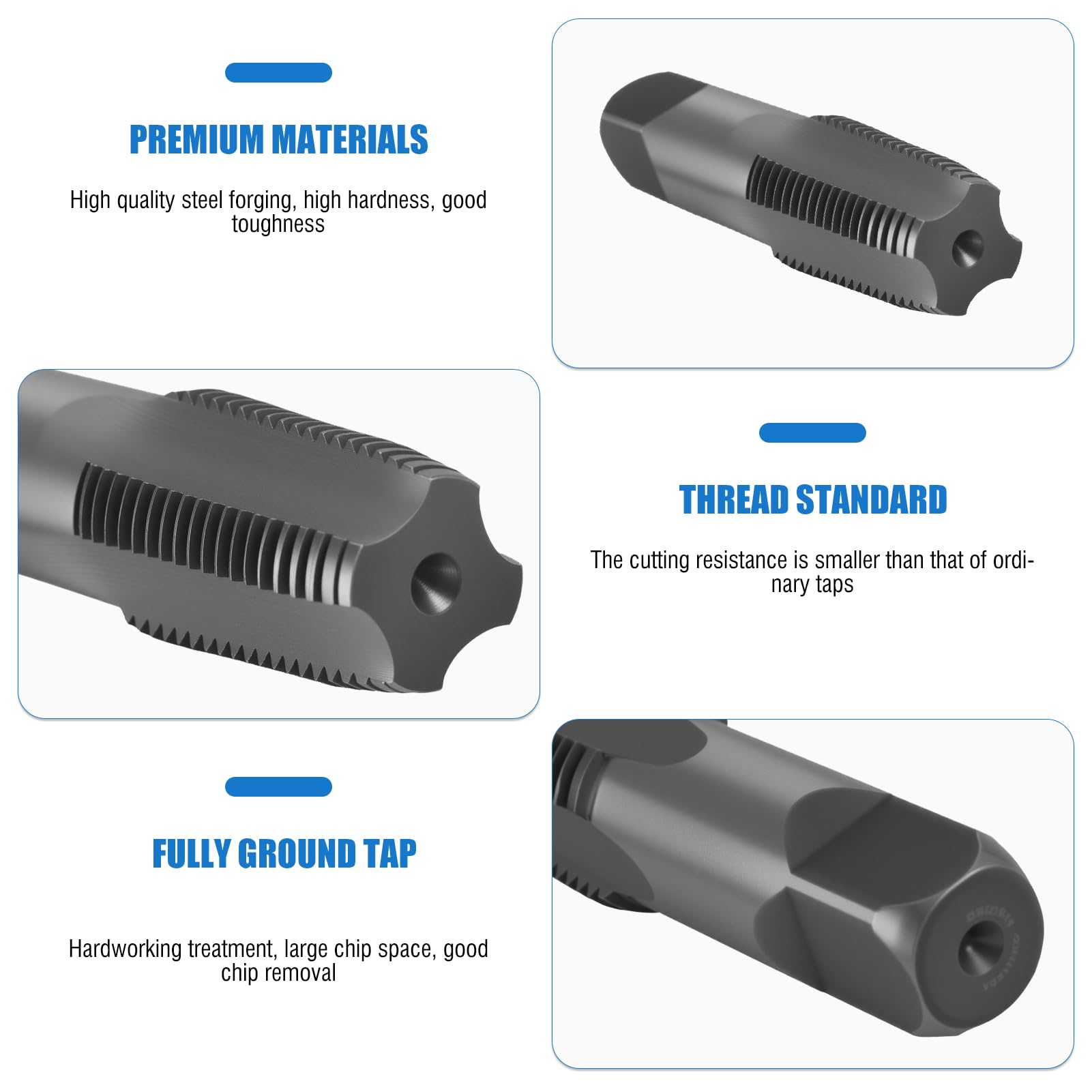 5 PCS Tarauds à Filetage BSP 55° Acier - Kit Réparation Joints Conduite Eau G1/8 G1/4 G3/8 G1/2 G3/4