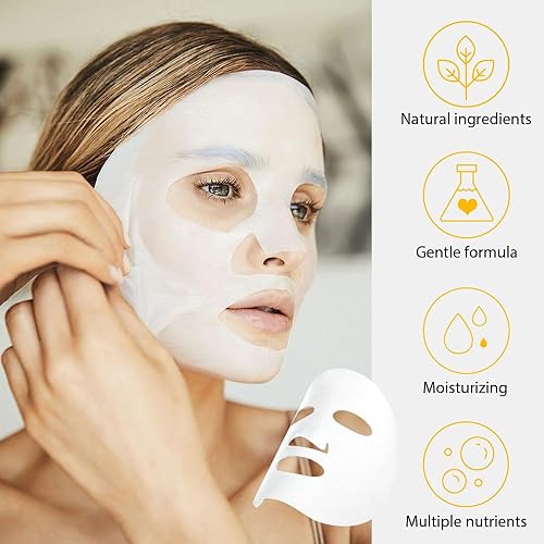 Miniatura 5 de AMY'S DIARY 6 máscaras faciales hidratantes de aloe vera de naturaleza real, ácido hialurónico, vitamina C y E, manzanilla, máscara facial de hoja