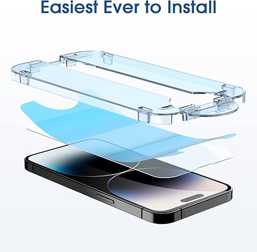 Miniatura 3 de amFilm Paquete de 2 protectores de pantalla de vidrio templado + protector de lente de cámara para iPhone 14 Pro Max de 6.7 pulgadas. Fácil