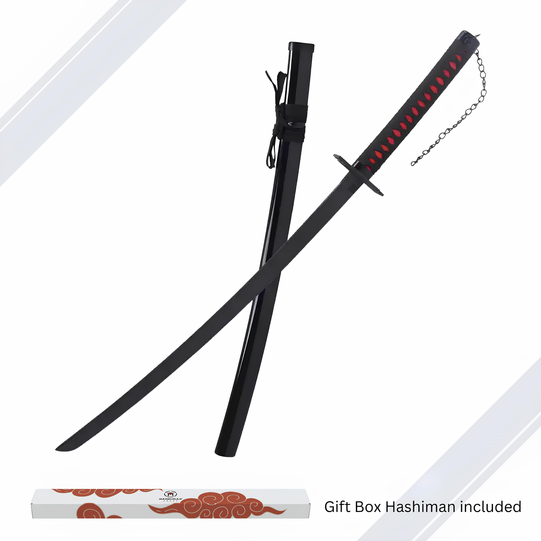 Katana Bleach - Vera Manga Sciabola + Porta Spada di Legno + Cintura - Catana Giapponese Decorazione Cosplay Giocattolo Bambini Adulti Gioco Costumi