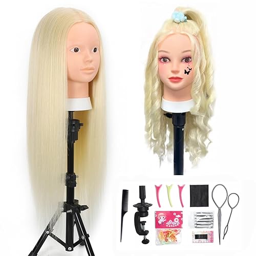 Mannequin Head with 80% Real Human Hair Cosmetology Hairdresser Mannequin