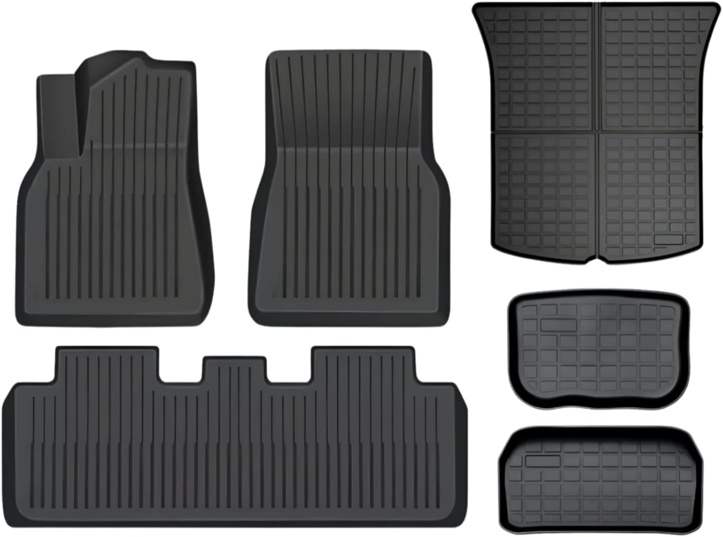 SUPER LINER Magi II Floor Mats for Tesla Model Y 5-Seat 2021-2023 Custom Fit All Weather TPE Cargo Liner Cargo Trunk Accessories - Heavy Duty Floor Mats (Does NOT fit 7-Seat)