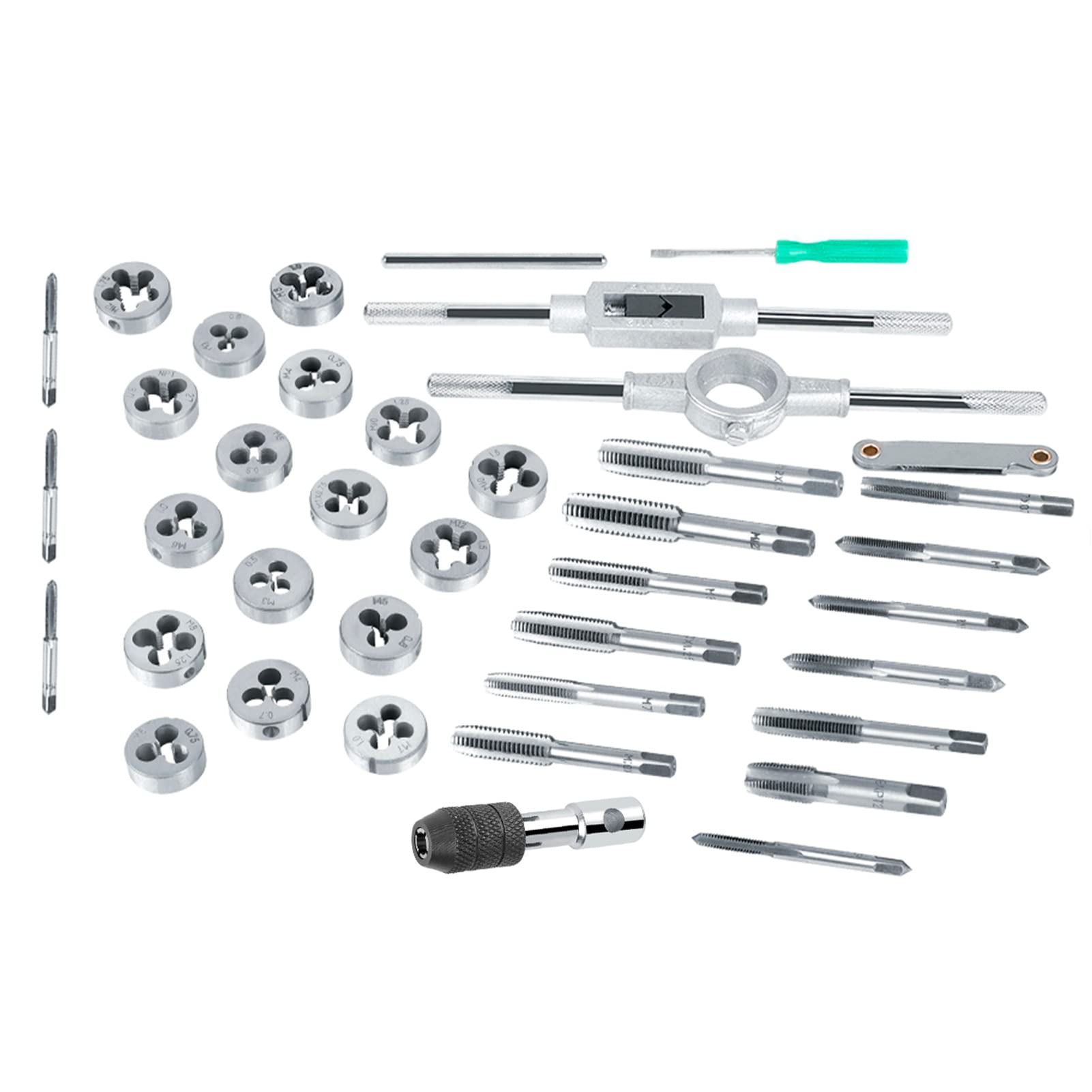 Set di Frese per Filettatura Fine da 40 Pezzi, Set di Taglio Filettature M3-M12 Set di Maschi e Filiere Set di Maschi e Filiere con Chiavi e Calibro per Filettature