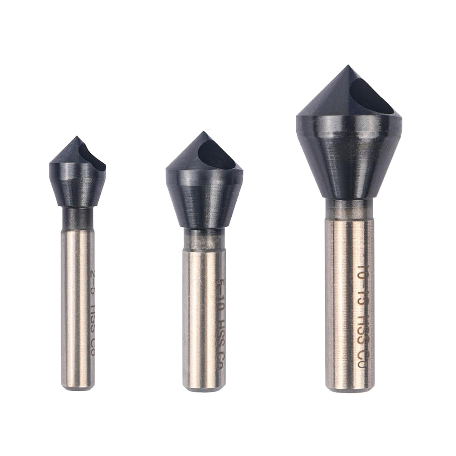 OIENNI Countersink Chamfer, M35 High-Speed Steel Cobalt Single-End Countersink Drill Bit, TiAlN Coated 82° Heavy-Duty Chamfer Tool for Metal, Stainless Steel, Copper, and Wood (3-Piece Set)