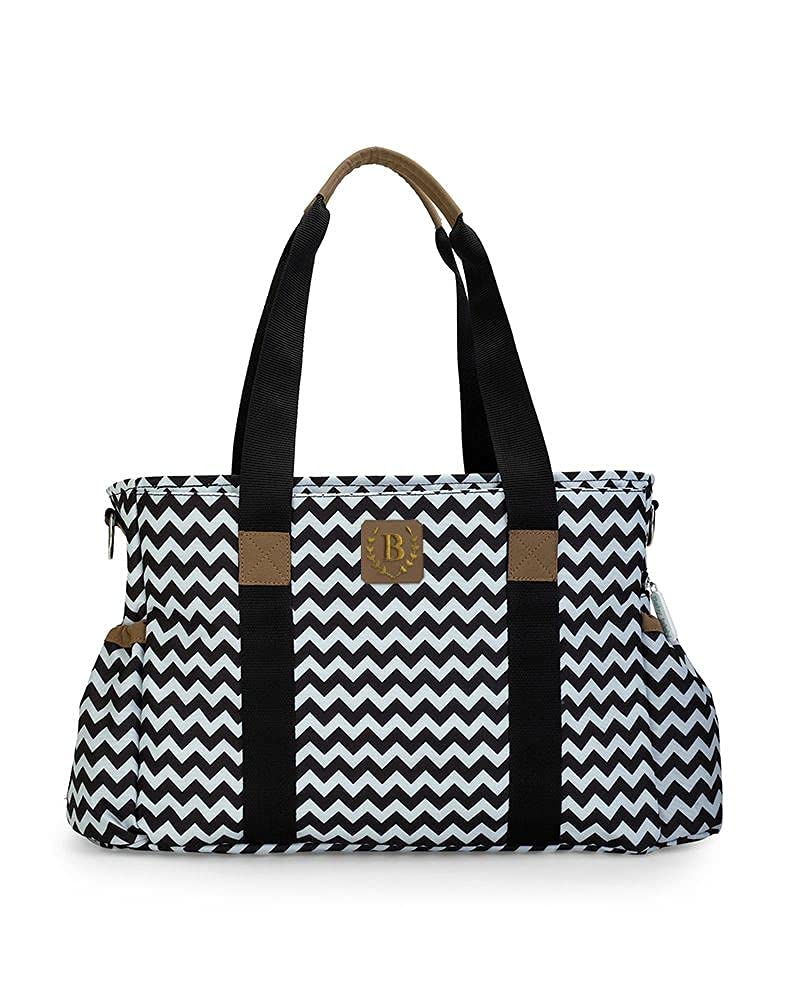 Baby Jalebi Personalized Classic Water Resistant & Abrassion Proof Diaper Bag (Chevron, Initials "B")