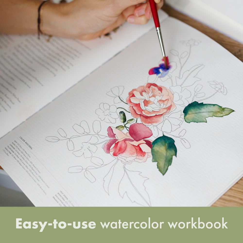 Watercolor Workbook: 30-Minute Beginner Botanical Projects on Premium Watercolor Paper: 1