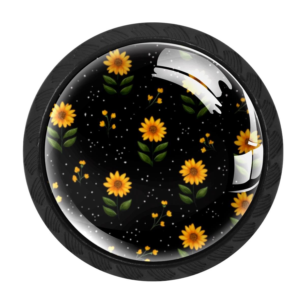 HEOEH 4 PCS Kitchen Cabinet Knobs, Sunflower Drawer Knobs Dresser Handles