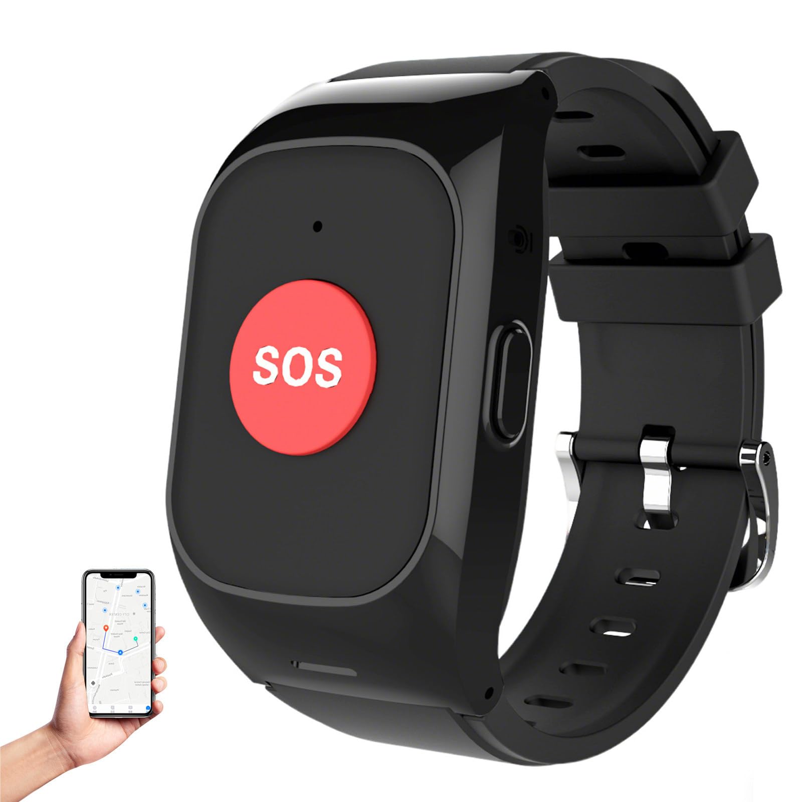 EaThsalL Elderly Fall Watch GPS Tracking & SOS Alert Emergency Button Location Tracking, Vibration, and Sound. Dual Reminders for Seniors, Setting up 15 members Buttons