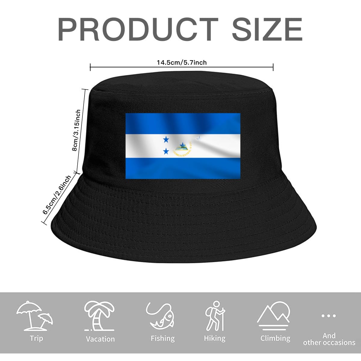 Half Honduras Half Nicaraguan Nicaragua Flag Bucket Hats Fashion Sun Cap Packable Outdoor Fisherman Hat for Women Men