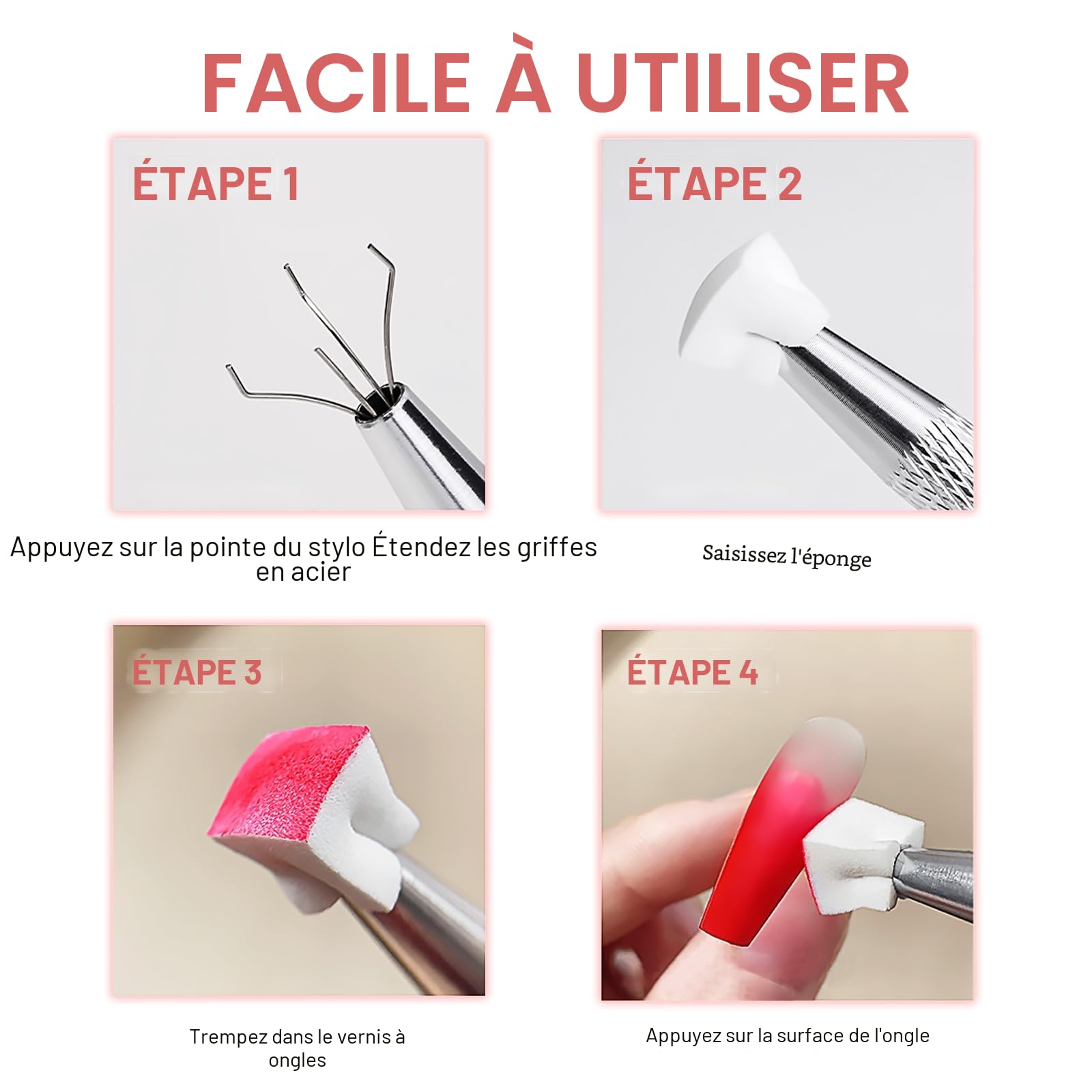 Qufiiry 100 PCS Nail Art Éponge dégradé, Avec Pince Métallique,Eponge Babyboomer Ongle,Utilisé pour Vréer une Variété de Motifs D'art de L'ongle Dégradés
