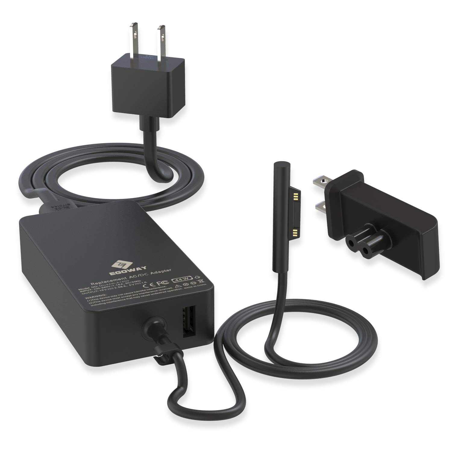 E EGOWAY Surface Pro Charger Power Adapter 44W Compatible with Surface Pro X Pro 7 Pro 6 Pro 5 Surface Laptop 3 2 1 Surface Book and Surface Go with Wall Plug