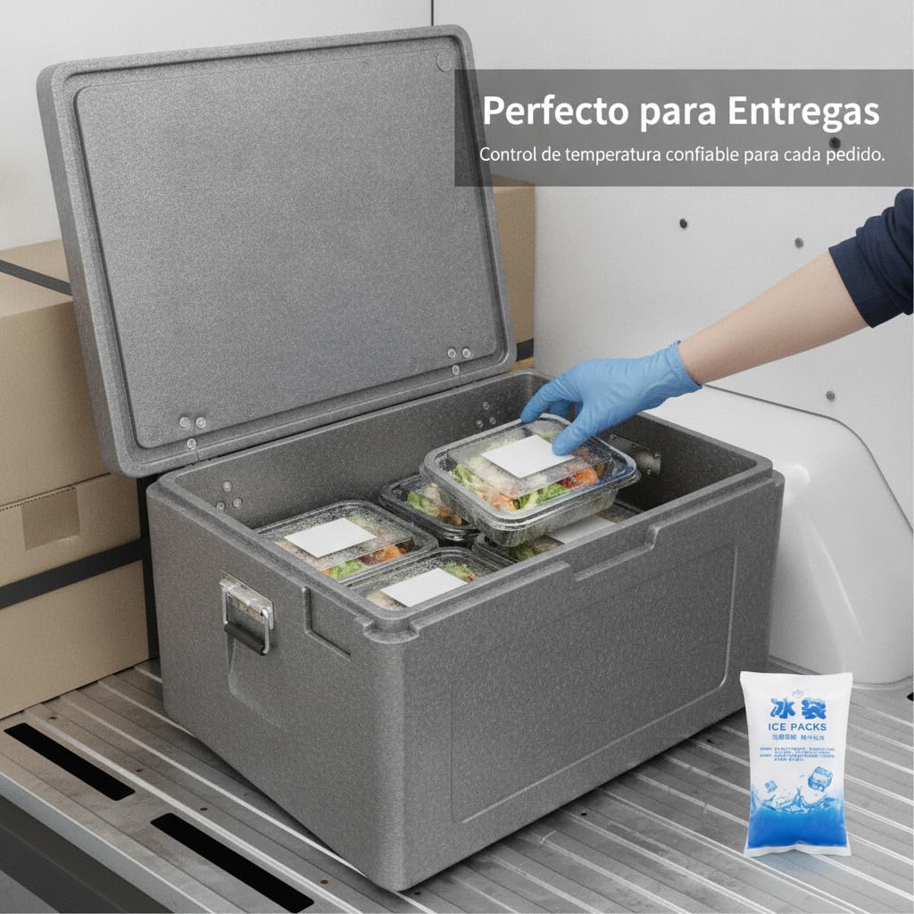 Scatola Termica EPP Professionale per Alimenti Caldi e Freddi, Box Isotermico Riutilizzabile, per professionisti, Grigio 8L