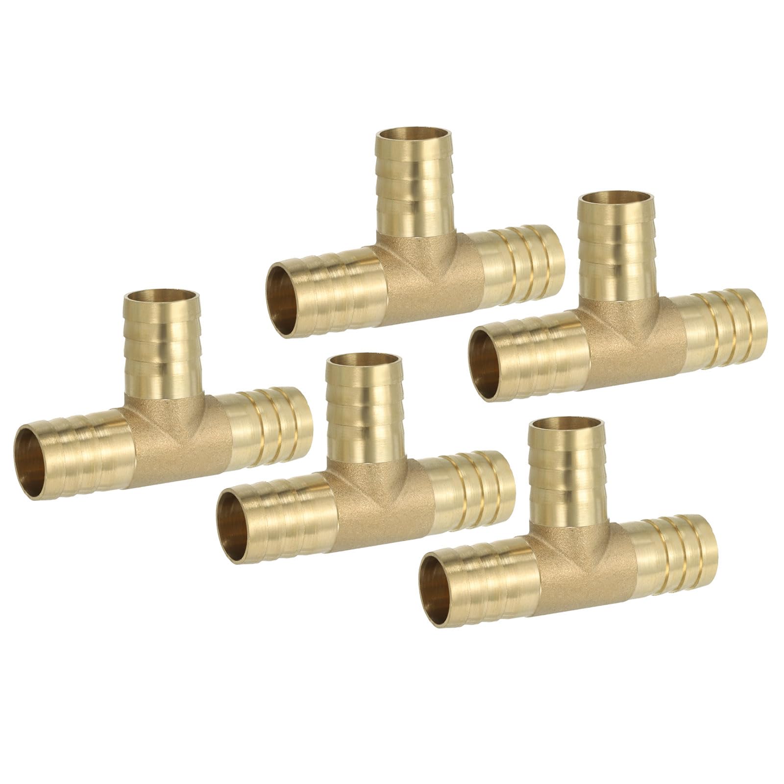 PATIKIL 1/2" Brass Tee Hose Barb Fitting, 3 Ways Union Intersection T Shape Barbed Split for Air Water Fuel Gas Liquid, Golden — view 28