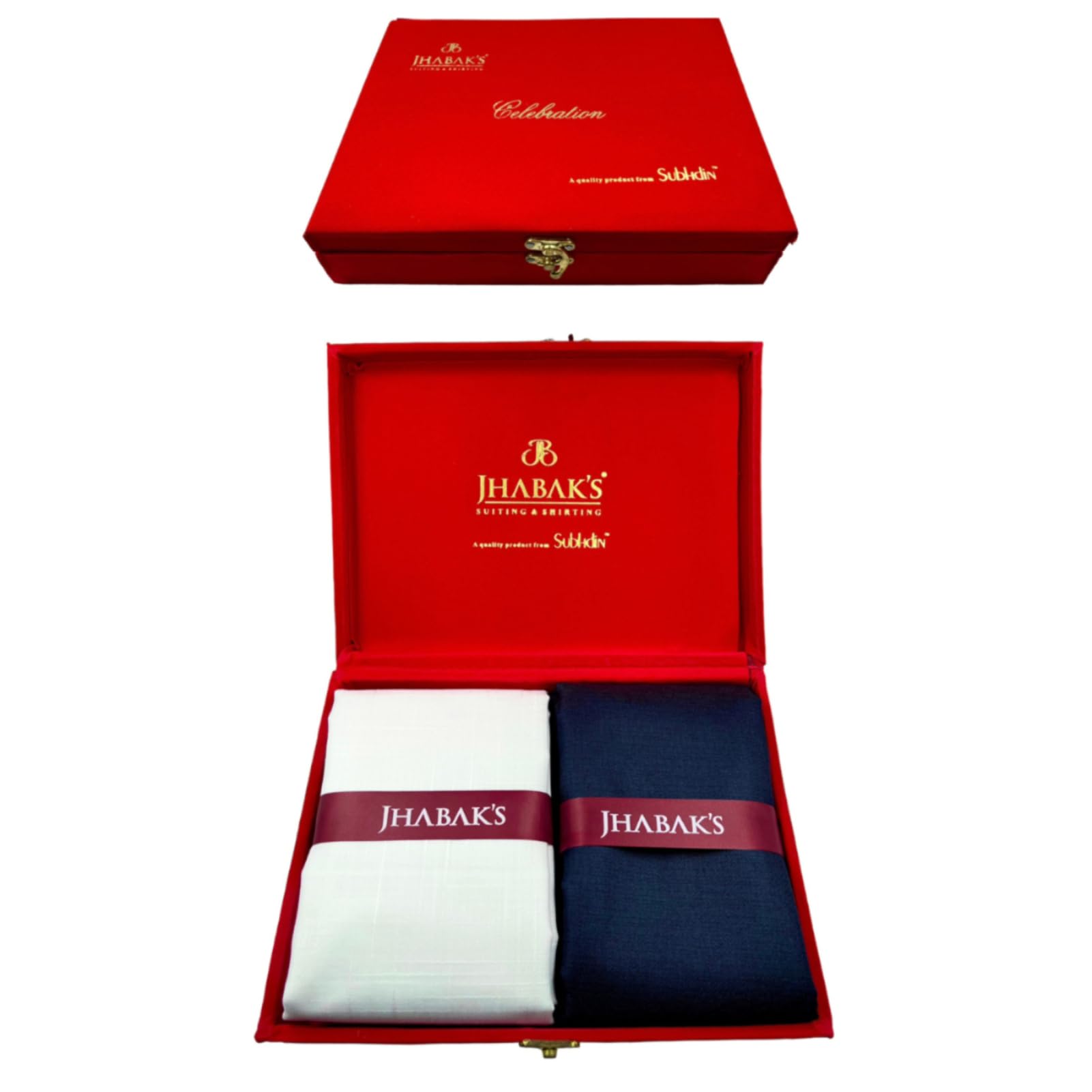 JHABAK'S Premium Linen Shirt and Trouser Fabric - Cotton Blend Material - 2.25m Shirt, 1.20m Trousers (White, Navy Blue) - Men's Modern Style - Wedding, Birthday, Anniversary Occasion 2