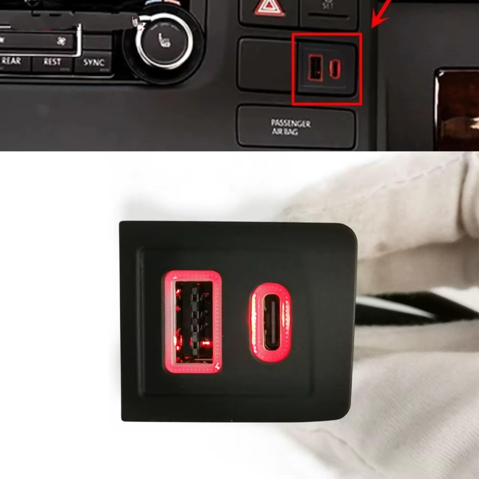 Porta USB Center Compatibile Con Per Per T5 2003-2009 12V 24V Auto Doppia Per Presa Ricarica QC3.0 PD Per Presa Ricarica Tipo C Presa USB