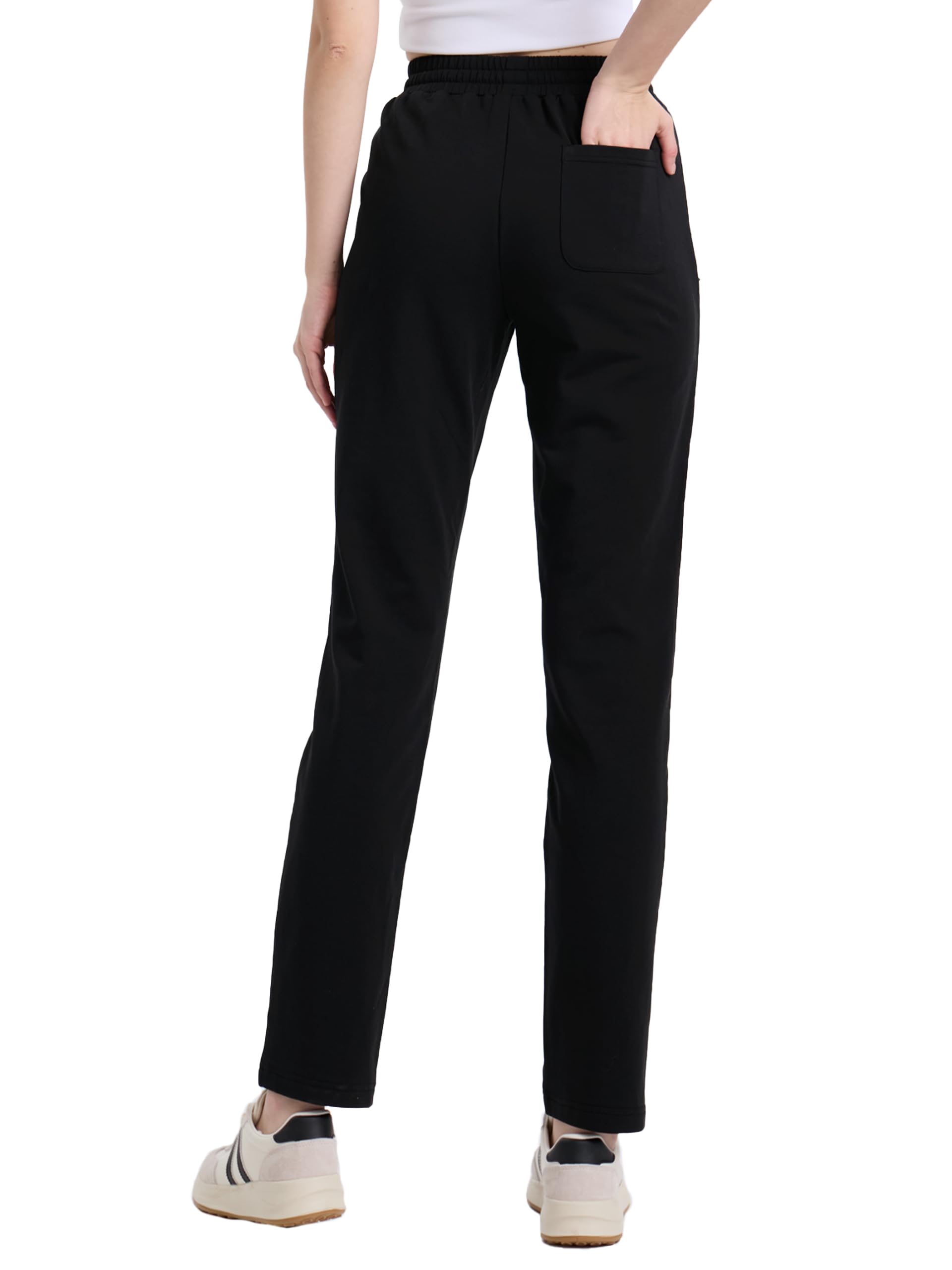 SEVEGO Pantaloni della tuta da donna alti in cotone yoga lounge 76,2 cm/81,3 cm/86,4 cm/91,4 cm casual aperto fondo morbido allenamento con cerniera tasca joggers