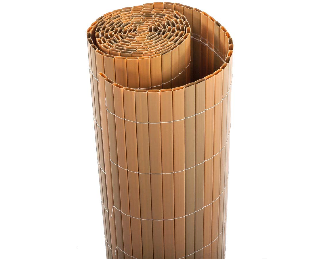 Amazon.de: bambus-discount.com Sichtschutz Kunststoffmatte 180 x 300cm Sylt  Teak - Hohe PVC Sichtschutzmatte 1,8m x 3m