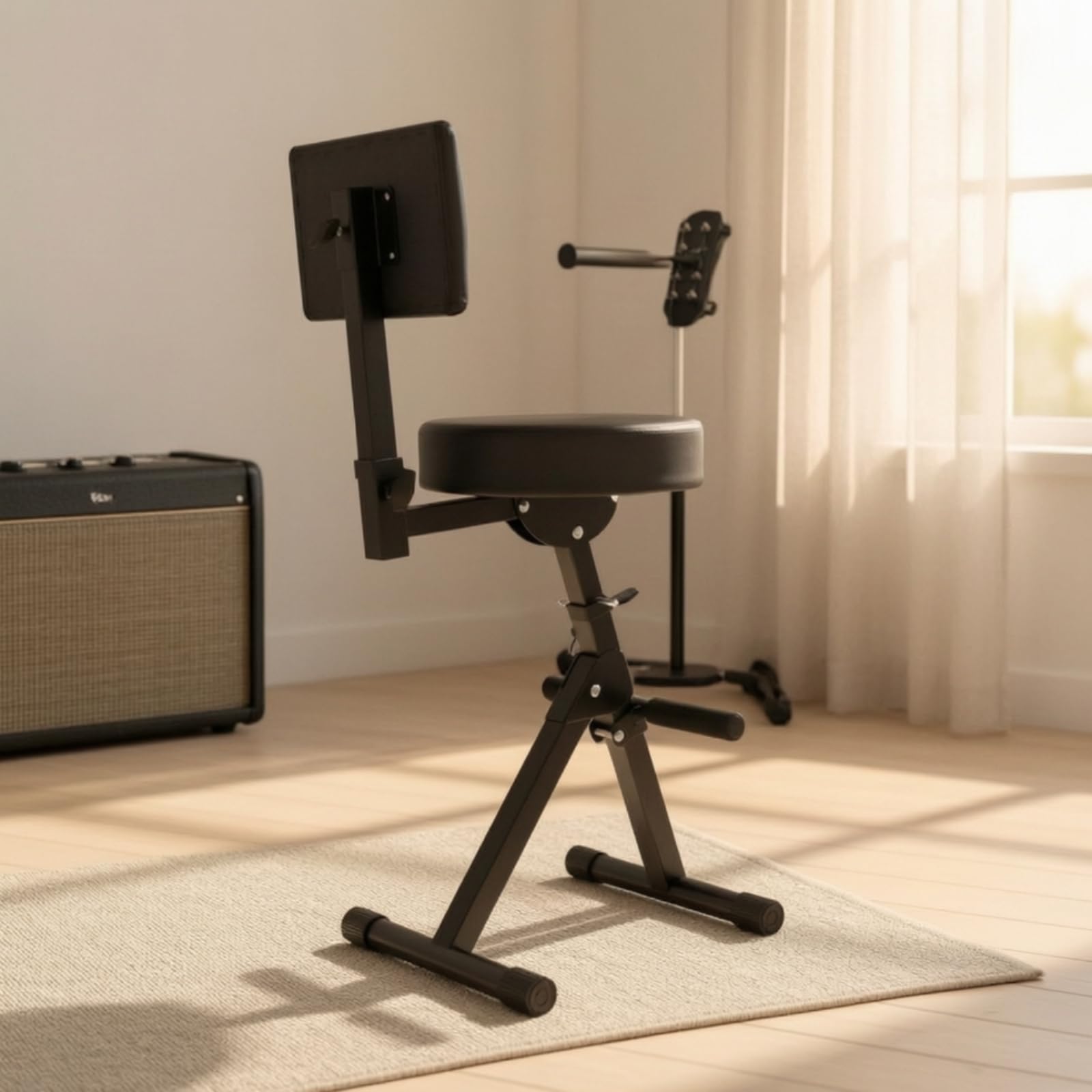 TISHITA Tabouret Musicien Confortable, Style to 1 | Pliable, Tabouret avec Dossier, Rembourré, pour Scène, Guitaristes