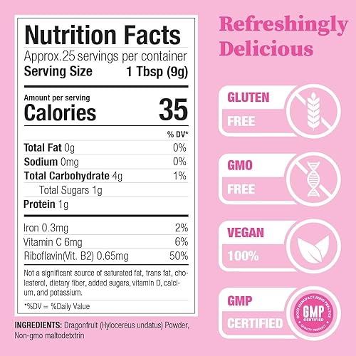 Miniatura 3 de Pitaya en polvo 8 onzas sin OMG sin gluten vegano empaquetado localmente en California