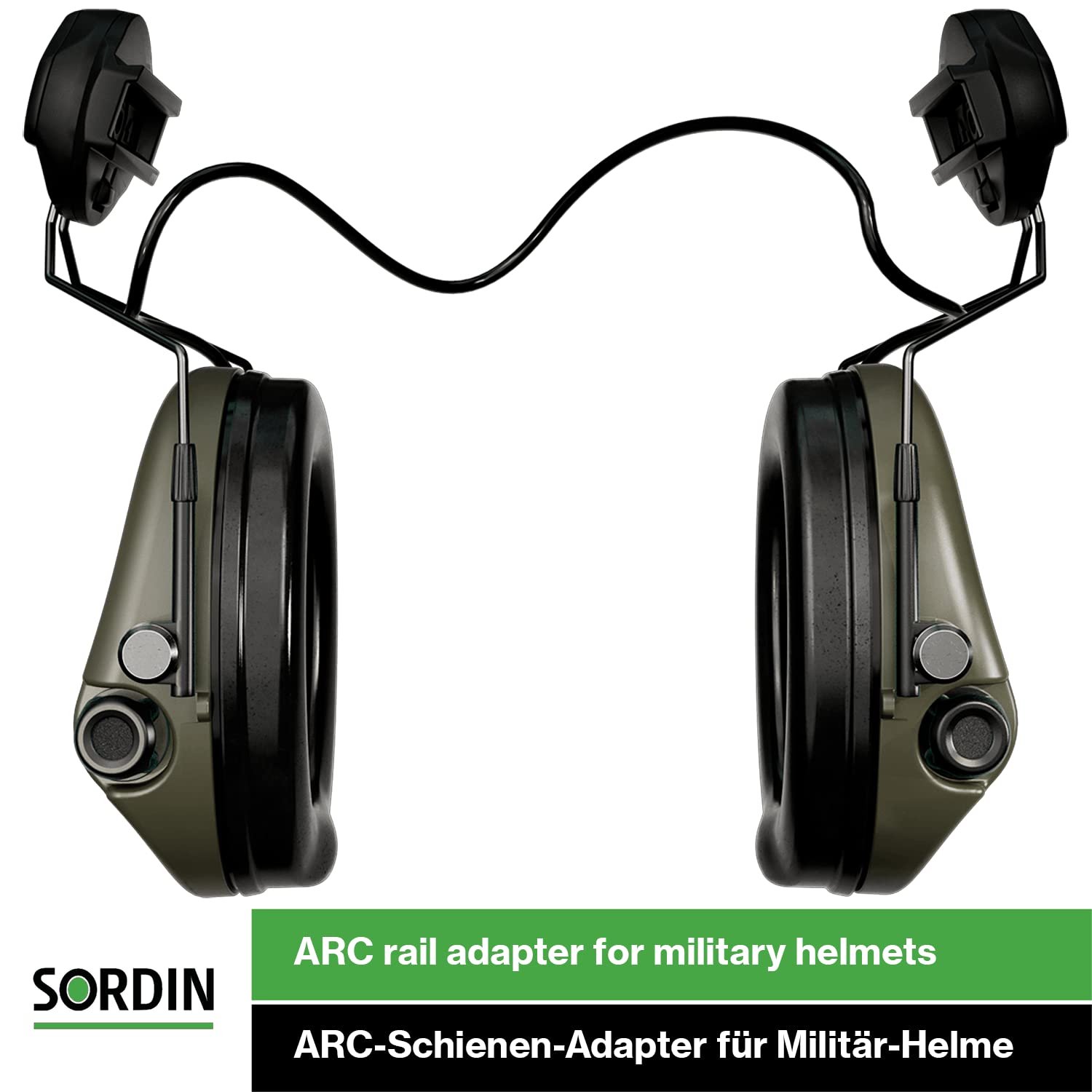 Sordin MIL AUX Slim Gehörschutz - aktiver Militär-Gehörschützer - Schaum-Kissen & Helm-ARC-Konnektor