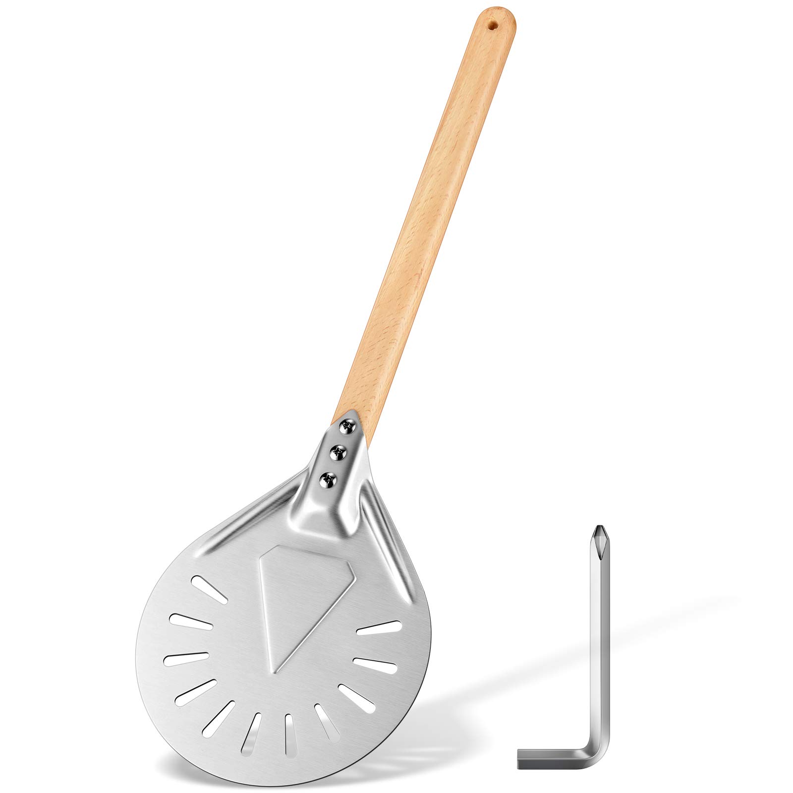 Buy Vesici Turning Pizza Peel Perforated 8 Inch Round Aluminum Pizza