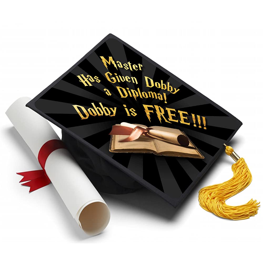 Tassel ToppersDobby is Free - Decorated Grad Cap Topper, Grad Cap Decorations