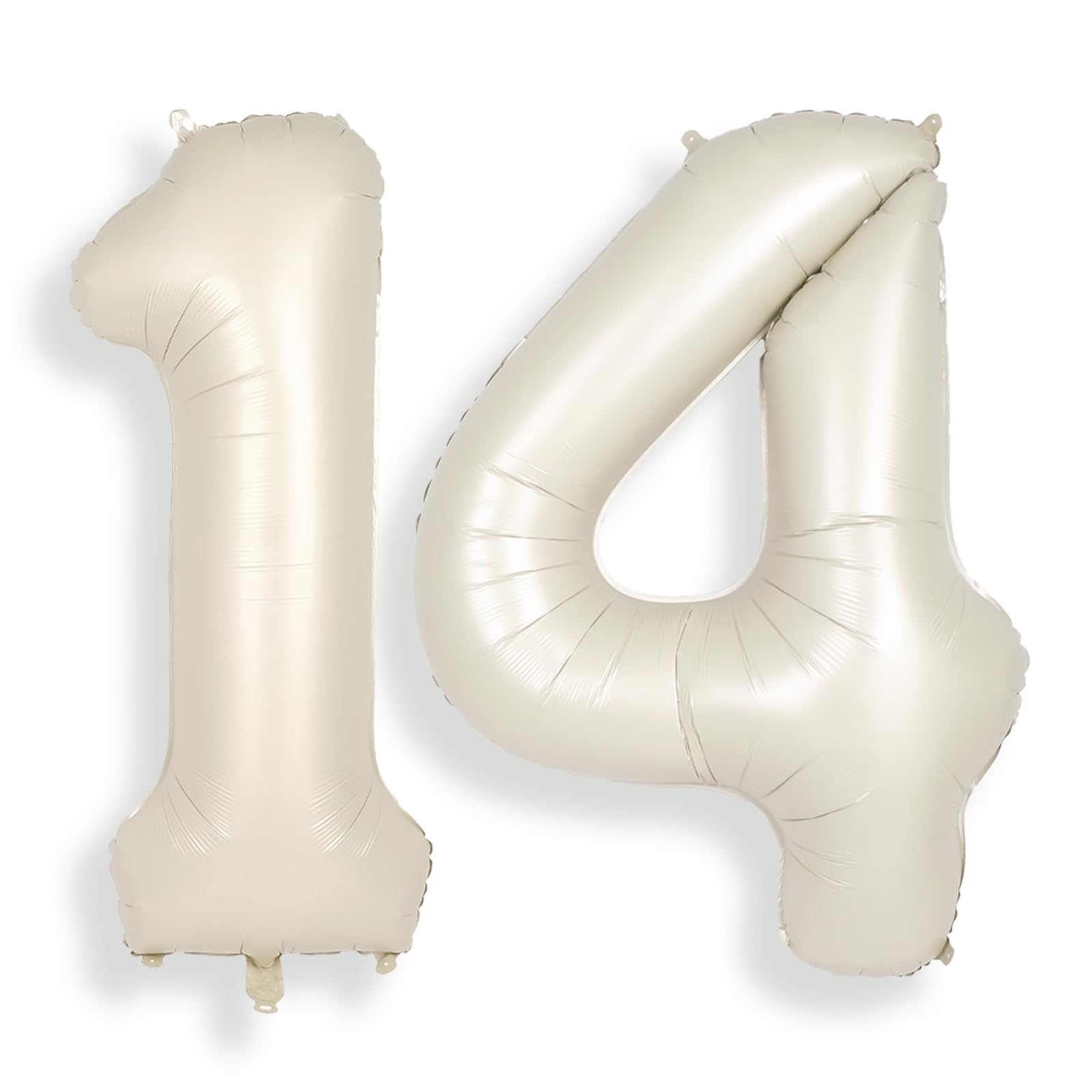 SUWEN 40 Inch Cream White Large 14 Number Balloons Big Foil Helium Number Balloons 0-9 Jumbo Happy 14th Mylar Birthday Party Decorations for Boy or