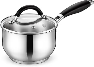 Homikit Kasserolle 15cm, 3-Lagen Edelstahl 1,1L Klein Stielkasserolle