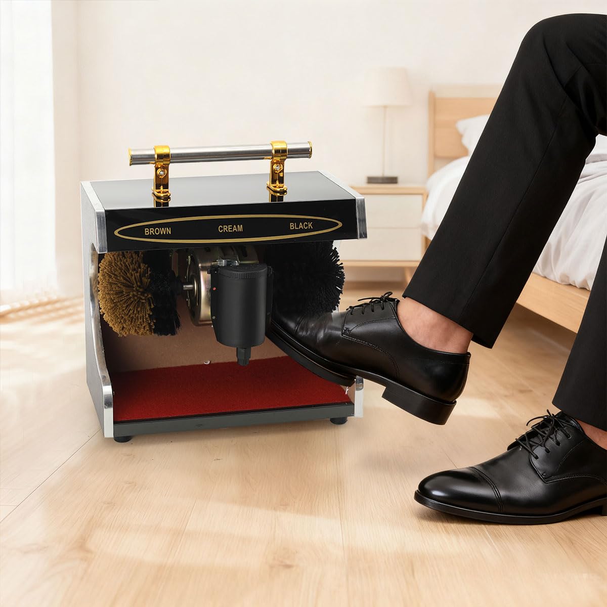 Schuhputzmaschine Schuhputzer 60W 220V, Automatische Schuhputzautomat | Schuhputzgerät Schuhputzstation, Elektrisch Reinigungsbürste Schuhbürste mit 2 Bürsten, 1200U/min