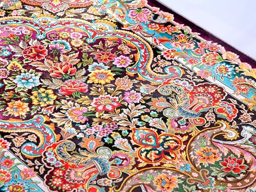 Alfombra de oración turca floral multicolor con borlas grises allmode 7