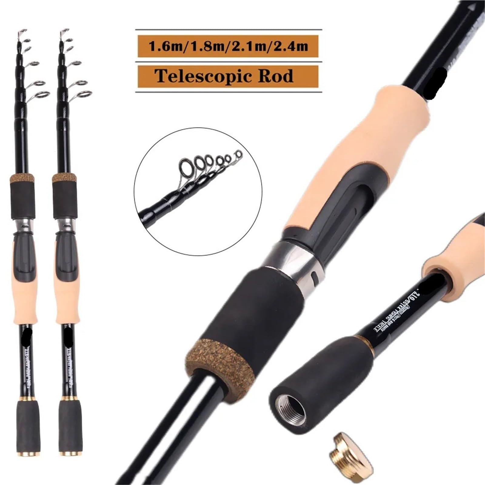 Canna da pesca telescopica con esca 1.6M .8M 2.1M .4M Manico in fibra di carbonio Spinning Carp Travel Attrezzatura portatile
